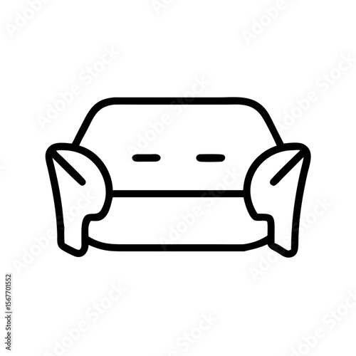 Simple line drawing of a sofa with armrests in minimal style  