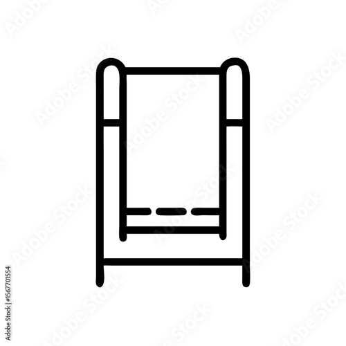 Quilt rack with towel hanging in minimalist line art style  
