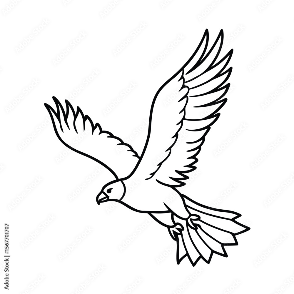 Fototapeta premium Continuous Line Drawing Of Flying Eagle For Freedom Concept Symbol Of Strength And Sky Design
