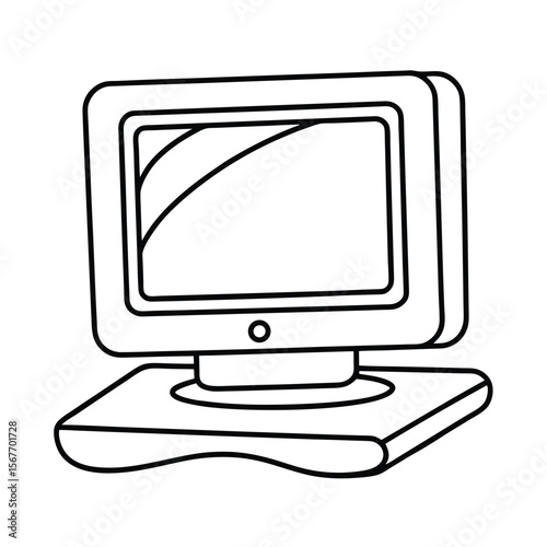 Continuous Line Drawing Of A Computer Monitor In Line Art Style For Technology And Office Concept