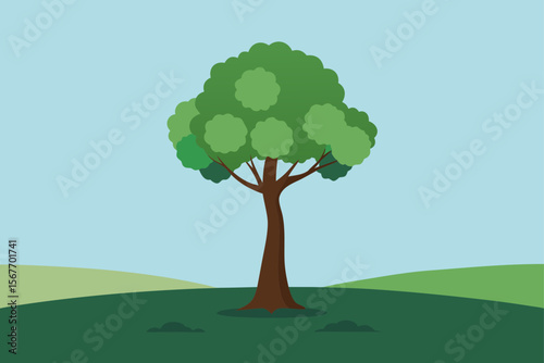 Solitary Tree on Grassy Field in Gentle Tones