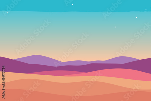 Sparse Landscape with Watercolor Sky Gradient