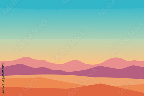 Sparse Landscape with Watercolor Sky Gradient