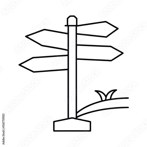Continuous Line Drawing Of Signpost Showing Directions For Navigation Roadmap And Travel Concept
