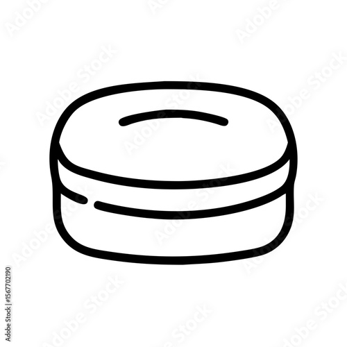 Minimalistic design of a pouf icon in black outline style  