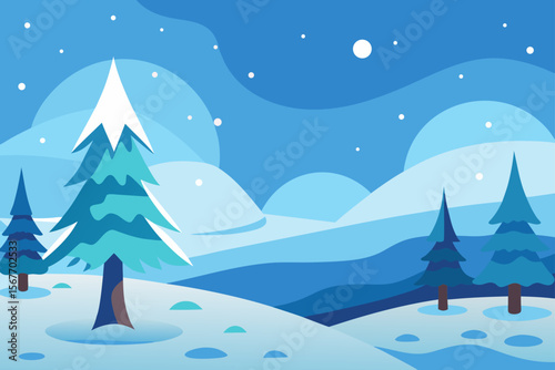 Winter Nature Background Illustration Cartoon Harmony