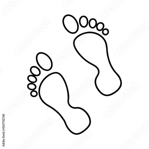 Continuous One Line Drawing Of Footsteps In Vector Style For Trail Travel And Tracking Concept