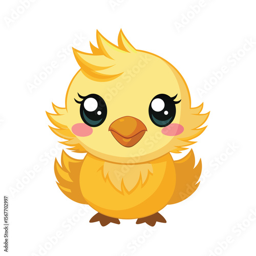 Kawaii Style Baby Duck With Fluffy Feathers