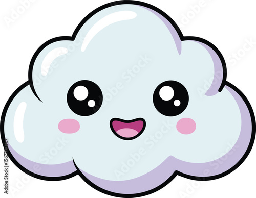 Kawaii Style Floating Cloud With A Wide Smile