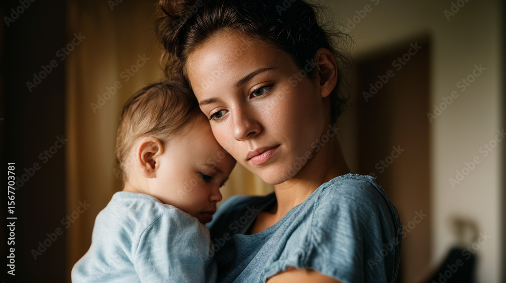 Tender moment of a mother embracing her child, showcasing love and connection. An evocative image capturing the profound bond of motherhood in a warm, intimate setting. Tender moment of a mother embracing her child, showcasing love and connection. An evocative image capturing the profound bond of motherhood in a warm, intimate setting.