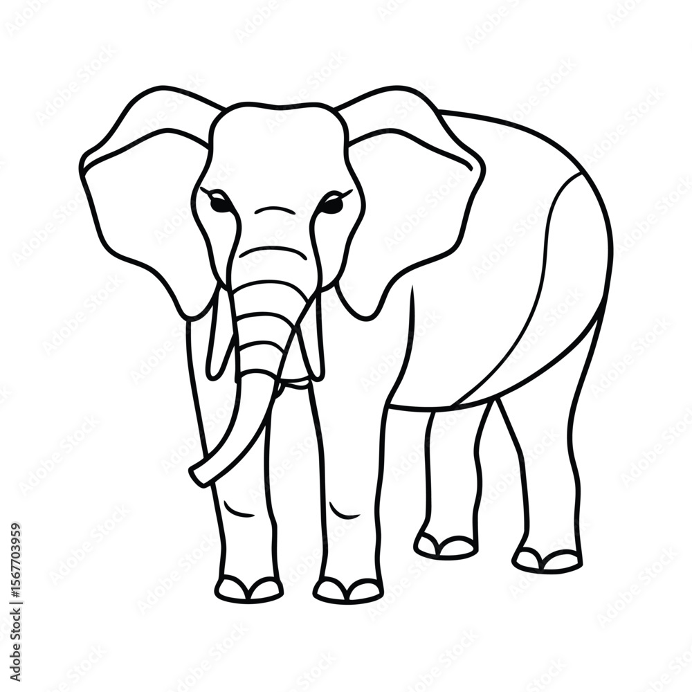 Obraz premium Elephant Isolated On White Background In One Line Continuous Drawing For Wildlife Vector Concept