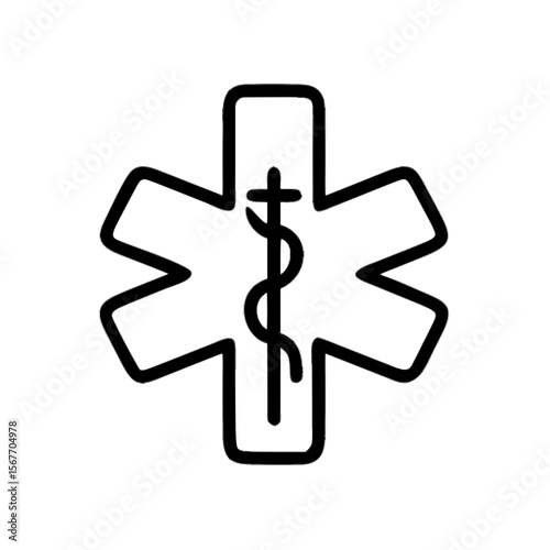 Vector illustration of a medical cross symbol icon, outline - emergency services, healthcare, and first aid concept