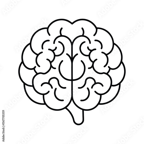 Human Brain In Continuous One Line Drawing Style For Intelligence Thinking And Science Concept