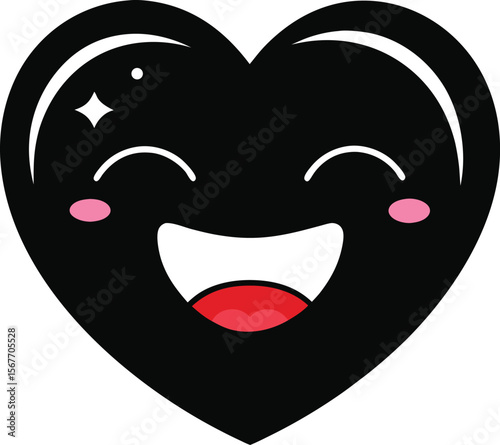 Laughing Heart Face With Closed Crescent Eyes