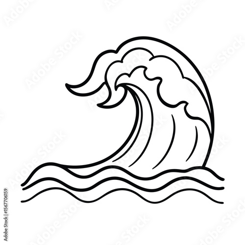 Ocean Wave Continuous One Line Vector Drawing For Sea Nature And Water Surf Illustration