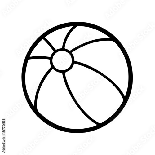 Vector illustration of a beach ball icon, outline style - summer, play, and vacation fun concept 