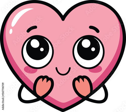 Shy Heart With Eyes Looking Sideways And Hands Clasped
