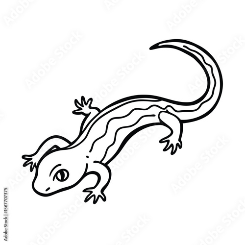Salamander In Continuous Line Art Drawing Style For Reptile Animal And Wildlife Design