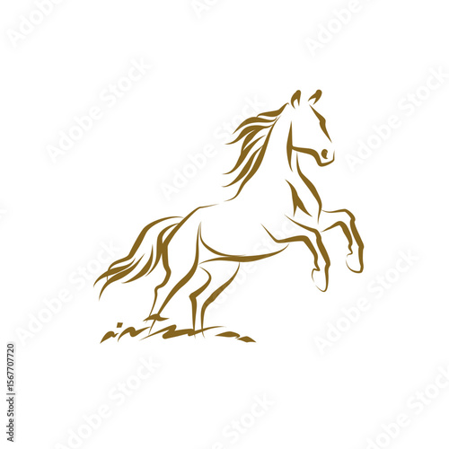 Elegant Horse Illustration Graceful Stallion in Mid-Leap