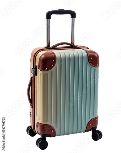 Travel suitcase isolated on a transparent background.	