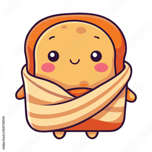Toasted Bread Character Wrapped In A Mini Blanket