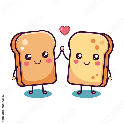 Two Cute Toast Slices Giving Each Other A High Five