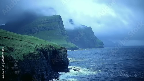 Dramatic coastal scenery with rugged cliffs and a vast ocean.