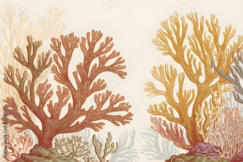 colorful watercolor painting of corals