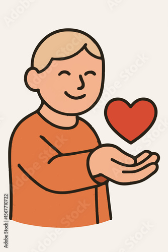 Kind Person Offering Heart Illustration