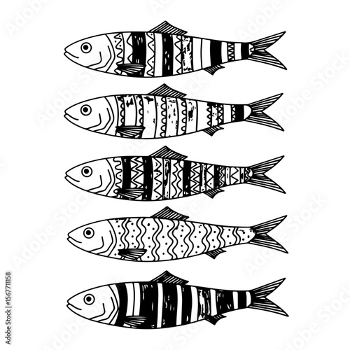 Sardine Fish Silhouette Pack – Printable and Editable Vector Art