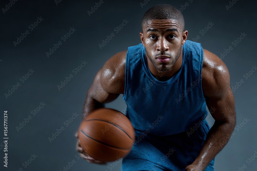 **Technology Concept, A Male Basketball Player Is Shown In The Middle Of A Fast Crossover Move, Knees Deeply Bent, Hips Low, And Body Leaning Toward His Planted Foot. One Hand Is Pushing The Invisible **Technology Concept, A Male Basketball Player Is Shown In The Middle Of A Fast Crossover Move, Knees Deeply Bent, Hips Low, And Body Leaning Toward His Planted Foot. One Hand Is Pushing The Invisible