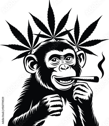 Monkey Smoking Joint Svg