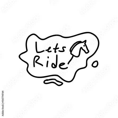 Let's Ride! Fun Horse Illustration Whimsical Stick Horse Design