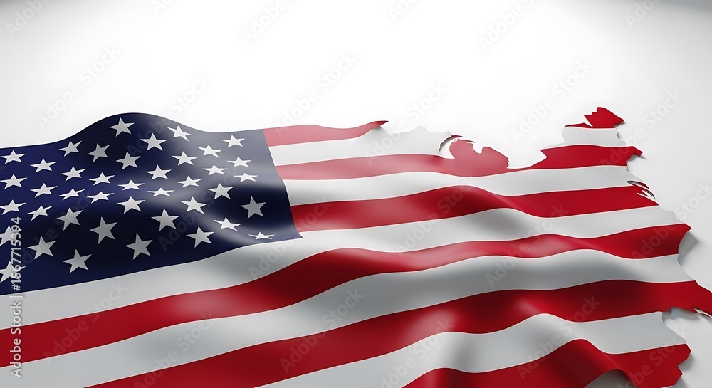 Fototapeta premium US Flag Shaped Like United States, American Pride and Patriotism Symbol, Patriotic Image of America