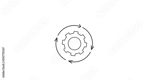 Automation Icon Animation Video – Robotic Process, AI Tech, Smart System – Seamless Loop Motion Graphic line 