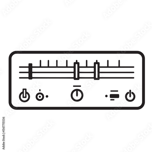 Simple and minimalist illustration of a sound mixing console with power button icons