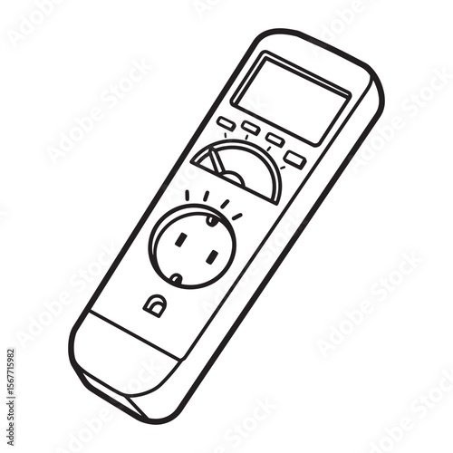Simple black and white vector illustration of an electrical device and outlet tester