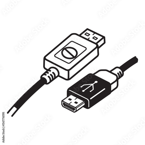 Two usb cables isolated against a white background in clean modern black and white style
