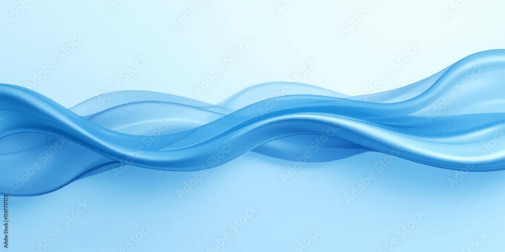 Fotografie Modern blue abstract waves, fluid design on transparent background
