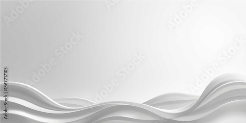 Abstract white background with smooth flowing white waves and gentle curves in a modern vector design suitable for business and technology.
