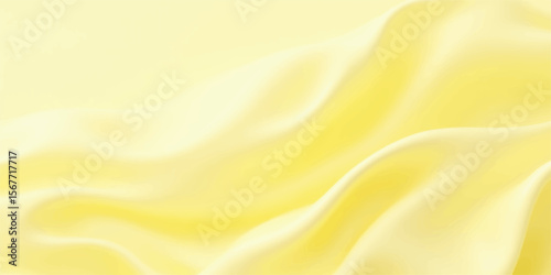 lemon silk satin fabric with a luxurious, flowing wave pattern