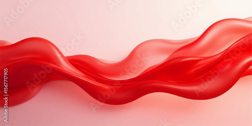 A vibrant, flowing red silk backdrop with a soft, curved heart design creates a smooth, textured pattern