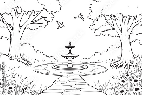 Whimsical Garden Fountain Coloring Set