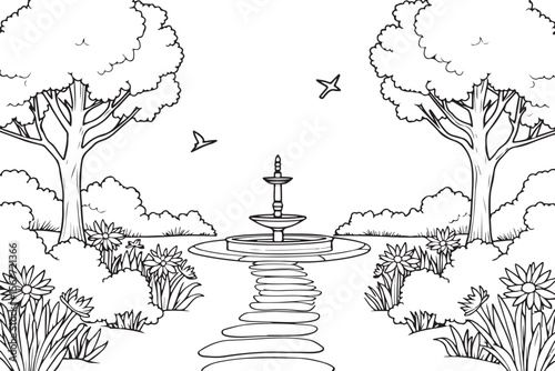 Whimsical Garden Fountain Coloring Set