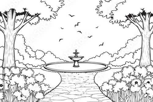 Whimsical Garden Fountain Coloring Set
