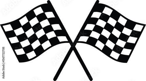 checkered flag crossed silhouette for motorsport artwork