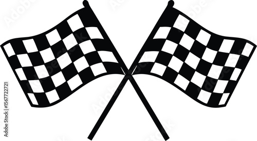 bold two crossed checkered flag silhouette for racing event visuals