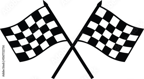 two crossed checkered flag silhouette for racing design