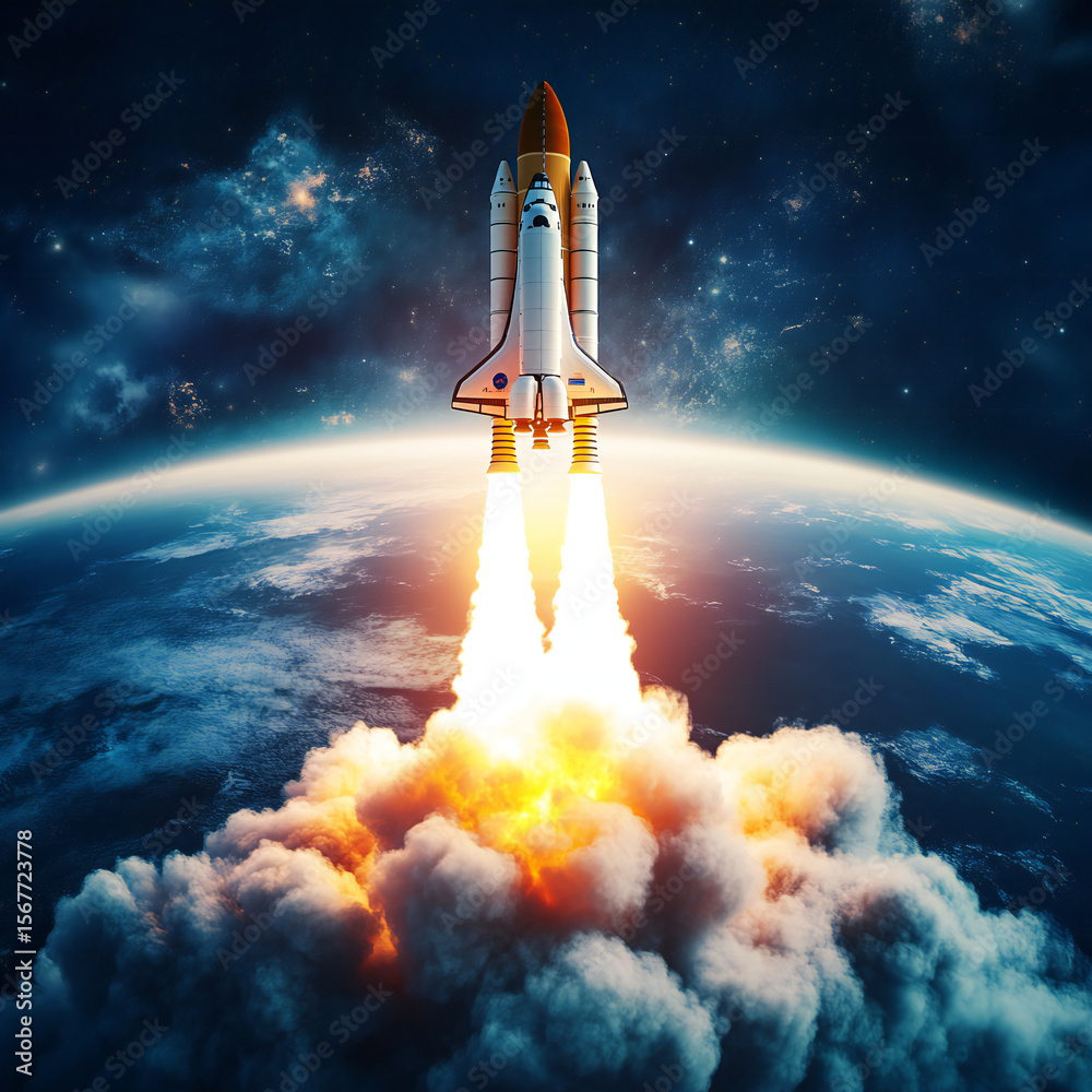 Fototapeta premium New space rocket lift off