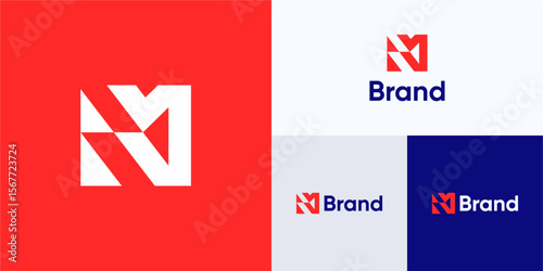 Letter M modern geometric monogram style, Logo icon design vector illustration, Symbol initial alphabet sign with negative space concept for financial, consulting, technology and brand identity